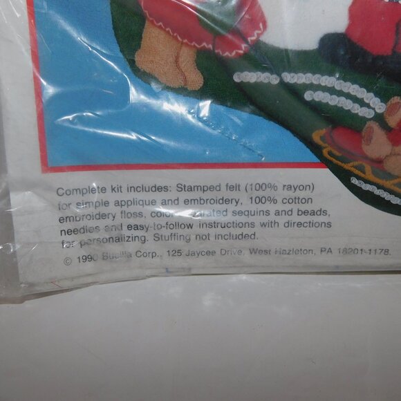 VTG 1990 Bucilla Christmas Snowman & Children 18" Felt Stocking Kit NEW 82610 - Picture 6 of 7